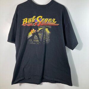 90s Bob Seger Tee Shirt Rock & Roll Never Forgets Hanes Beefy Tee 2XL Black